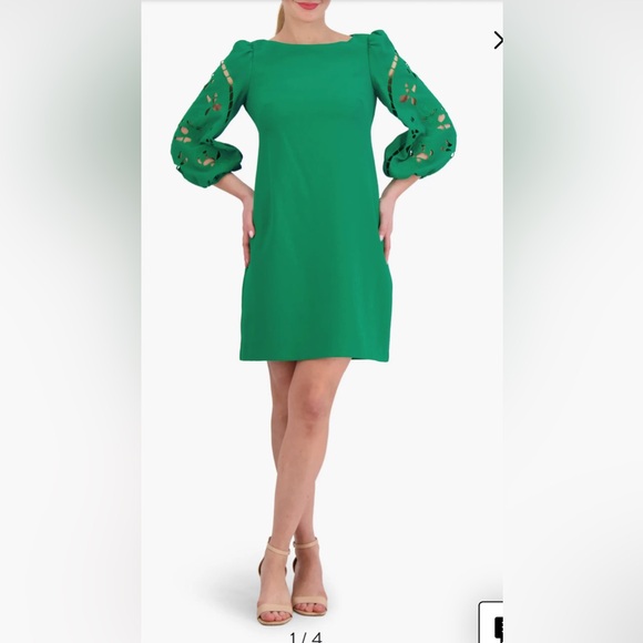 Vince Camuto Eyelet Sleeve Crepe Shift Dress size 4 NWT - Picture 4 of 11